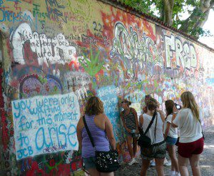 The John Lennon Wall was the only place in Prague where students felt they could demonstrate with immunity.