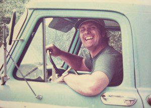 Bill Doig at the wheel of his favourite pick-up, Muriel, about 1977.