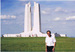 Tour leader Ted Barris at the Vimy Memorial during the 2007 90th anniversary observances.