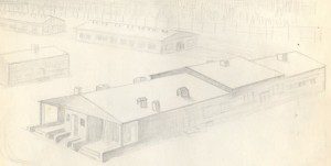 This sketch of the North Compound theatre came from the diary of P/O Barry Davidson, aka "the scrounger."