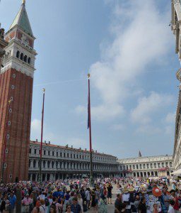 Once the cruise ships discharge their passengers, St. Mark's Square becomes a mob scene.