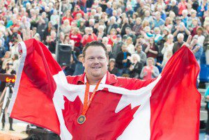 Long-awaited victory lap for Dylan Armstrong. (CBC)
