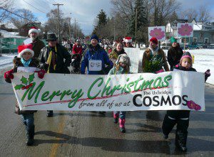 Members of Cosmos family - staff, contributors, fans - from Santa Claus Parade several years ago.