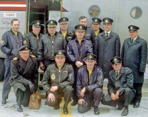 Mort Lightstone (standing third from left) and his flight crew preparing for flight to Vietnam, 1973.